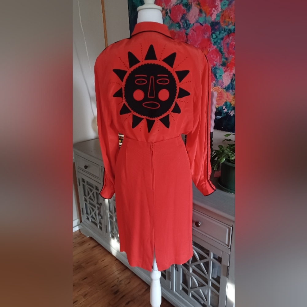 Orange Embroidered Beaded Sunshine And Star Shirt And Skirt Set - Picture 2 of 16